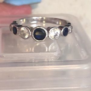 Blue and white CZ ring